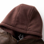 Men’s Leather Jacket with Hood for Winter Casual Wear