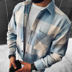 Men’s Wool Blend Check Shirt Jacket for Winter