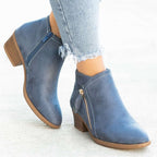 Women’s Suede Ankle Boots with Block Heel for Winter