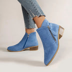 Women’s Suede Ankle Boots with Block Heel for Winter