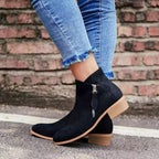 Women’s Suede Ankle Boots with Block Heel for Winter