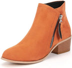 Women’s Suede Ankle Boots with Block Heel for Winter
