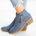Women’s Suede Ankle Boots with Block Heel for Winter