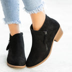 Women’s Suede Ankle Boots with Block Heel for Winter
