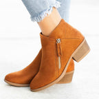Women’s Suede Ankle Boots with Block Heel for Winter