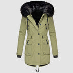Women’s Insulated Winter Parka Jacket with Faux Fur Hood