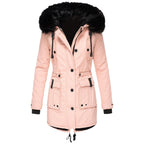 Women’s Insulated Winter Parka Jacket with Faux Fur Hood