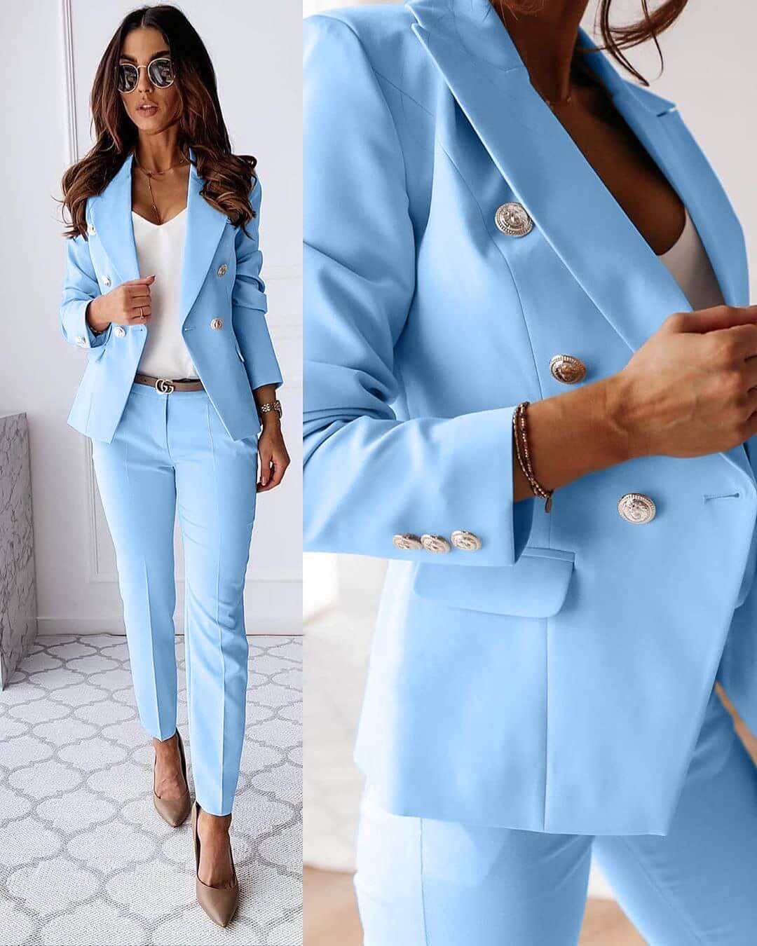 Women's Tailored Wool Blend Suit Spring