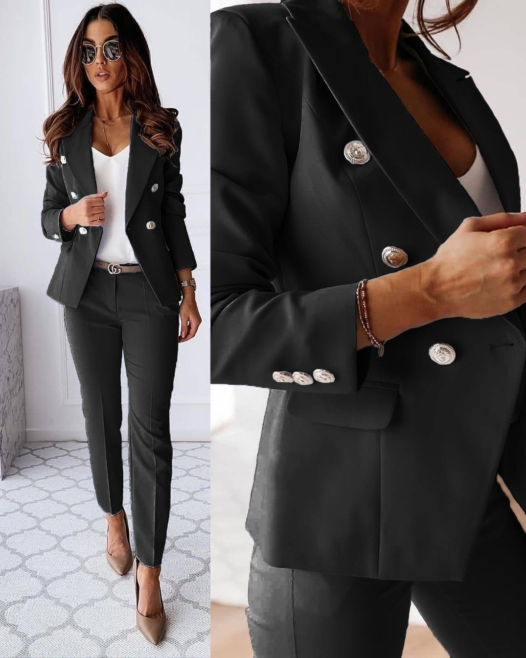 Women's Tailored Wool Blend Suit Spring