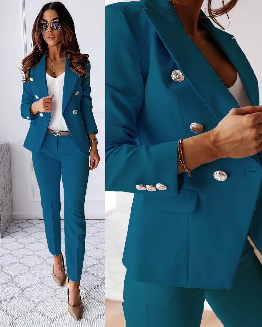 Women's Tailored Wool Blend Suit Spring