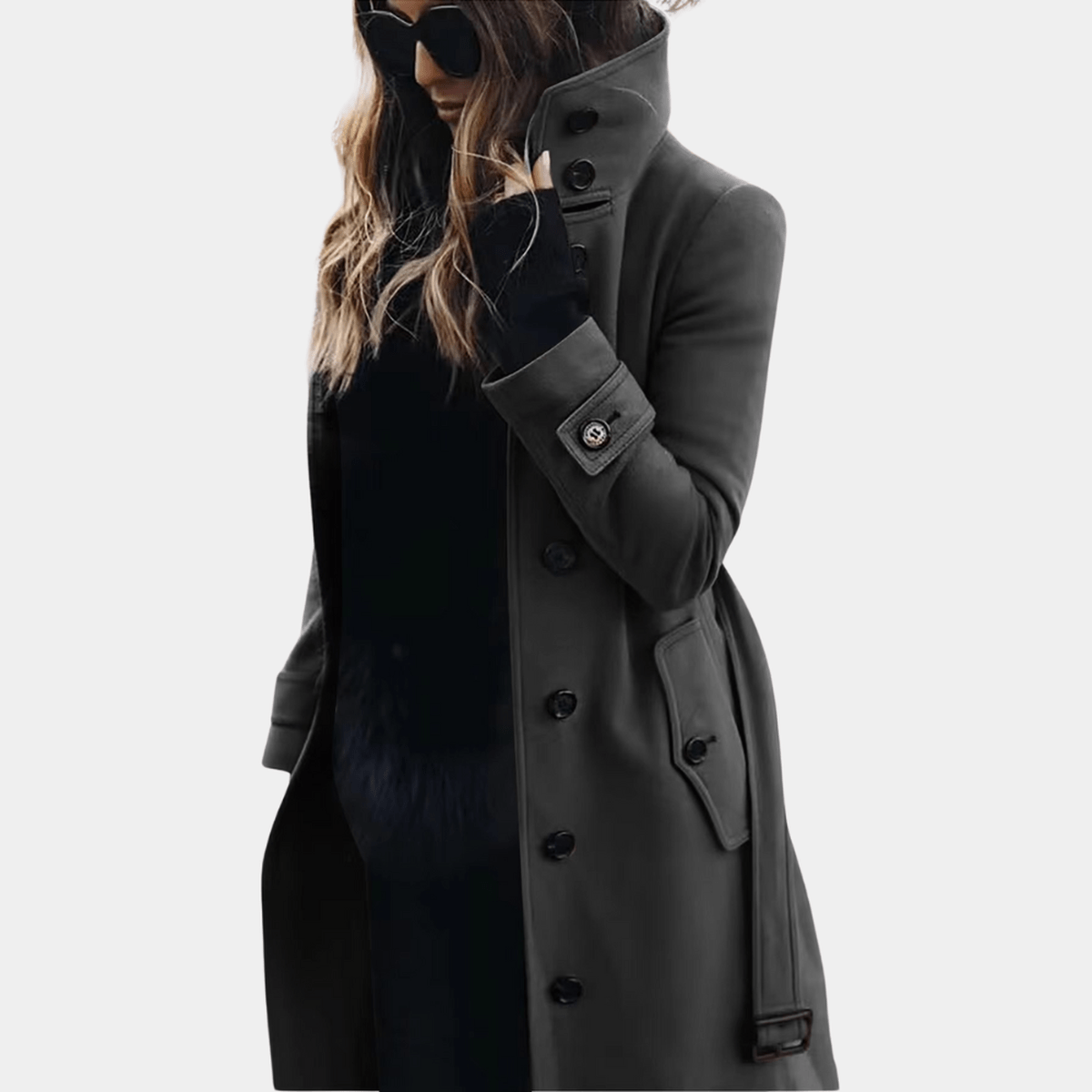 Women’s Wool Blend Trench Coat for Winter
