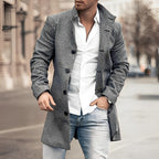 Men's Wool Blend Long Coat for Winter