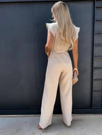 Women’s Wide Leg Jumpsuit in Polyester for Winter Occasion Wear