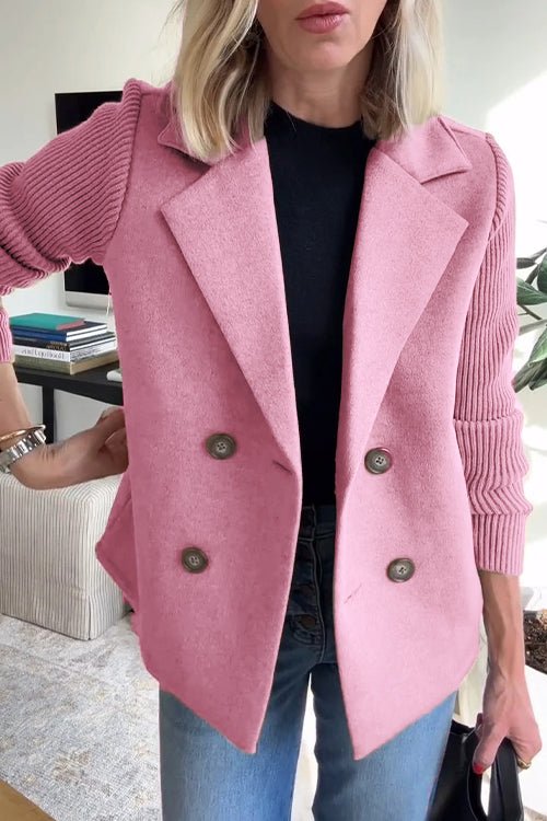 Women’s Wool Blend Knit Sleeve Blazer for Spring