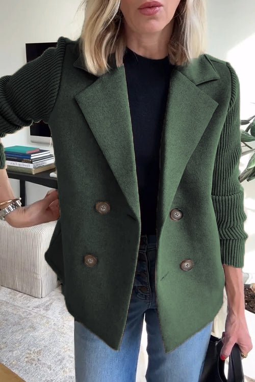Women’s Wool Blend Knit Sleeve Blazer for Spring
