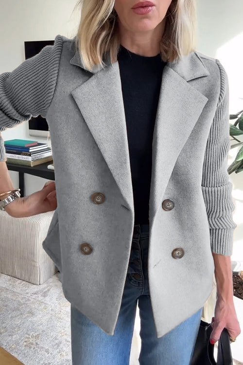 Women’s Wool Blend Knit Sleeve Blazer for Spring