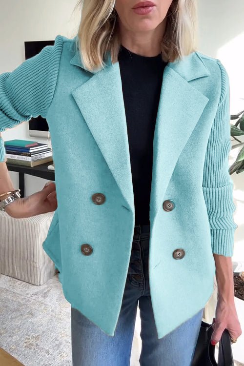 Women’s Wool Blend Knit Sleeve Blazer for Spring