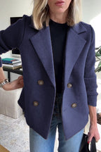 Women’s Wool Blend Knit Sleeve Blazer for Spring