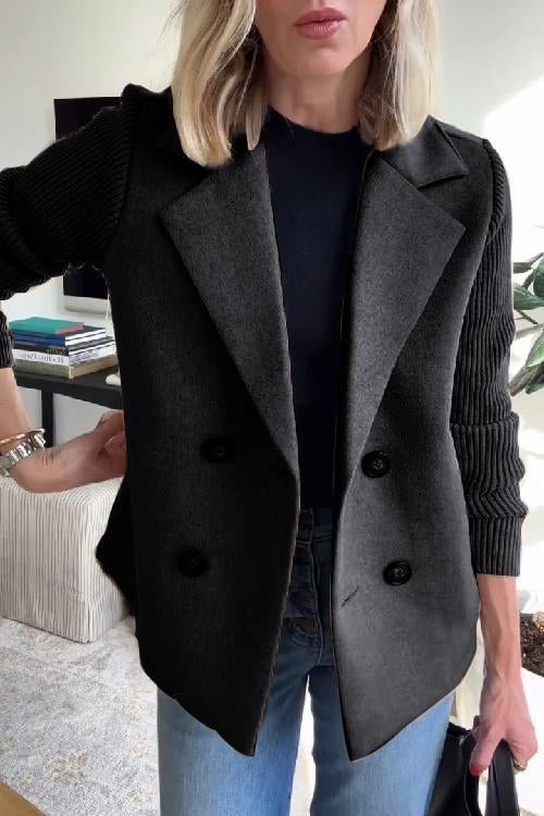 Women’s Wool Blend Knit Sleeve Blazer for Spring