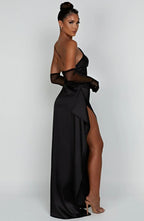 Women’s One Shoulder Evening Maxi Dress in Polyester for Winter Events