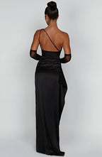 Women’s One Shoulder Evening Maxi Dress in Polyester for Winter Events