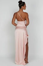 Women’s One Shoulder Evening Maxi Dress in Polyester for Winter Events
