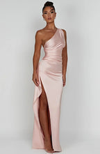 Women’s One Shoulder Evening Maxi Dress in Polyester for Winter Events