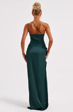 Women’s One Shoulder Evening Maxi Dress in Polyester for Winter Events
