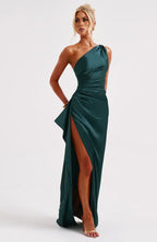 Women’s One Shoulder Evening Maxi Dress in Polyester for Winter Events