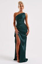 Women’s One Shoulder Evening Maxi Dress in Polyester for Winter Events