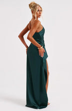 Women’s One Shoulder Evening Maxi Dress in Polyester for Winter Events
