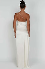 Women’s One Shoulder Evening Maxi Dress in Polyester for Winter Events