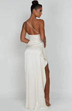Women’s One Shoulder Evening Maxi Dress in Polyester for Winter Events