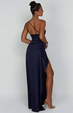 Women’s One Shoulder Evening Maxi Dress in Polyester for Winter Events