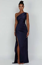 Women’s One Shoulder Evening Maxi Dress in Polyester for Winter Events