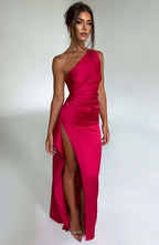 Women’s One Shoulder Evening Maxi Dress in Polyester for Winter Events