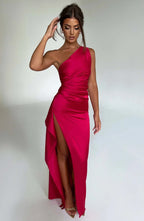Women’s One Shoulder Evening Maxi Dress in Polyester for Winter Events