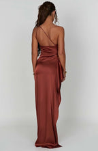 Women’s One Shoulder Evening Maxi Dress in Polyester for Winter Events