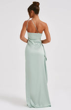 Women’s One Shoulder Evening Maxi Dress in Polyester for Winter Events