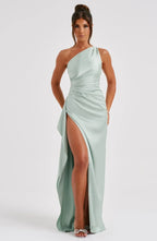 Women’s One Shoulder Evening Maxi Dress in Polyester for Winter Events