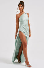Women’s One Shoulder Evening Maxi Dress in Polyester for Winter Events