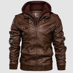 Men’s Leather Jacket with Hood for Winter Casual Style
