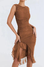 Women’s Sleeveless Midi Dress Polyester for Spring