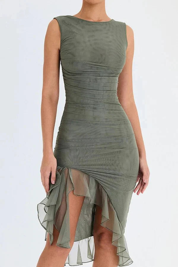 Women’s Sleeveless Midi Dress Polyester for Spring