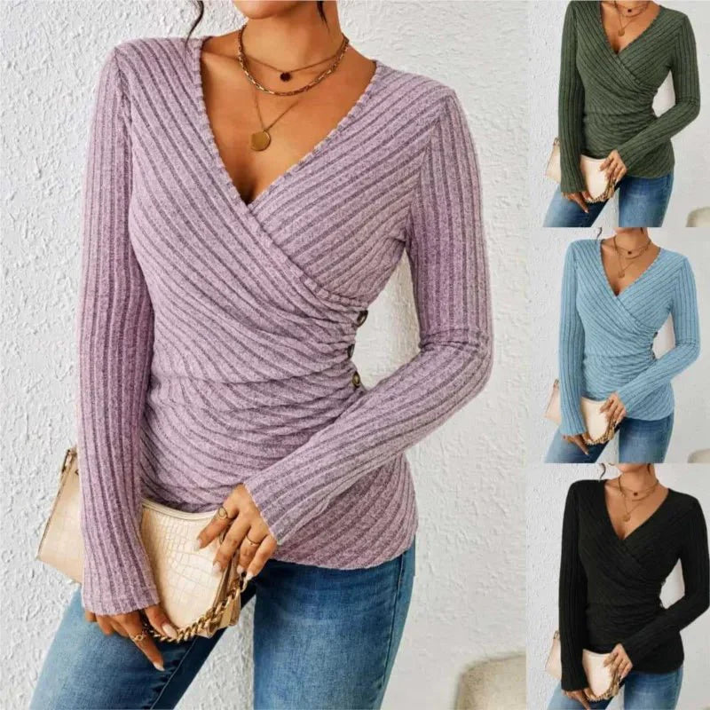 Women’s Long Sleeve Knit Top Cotton for Spring