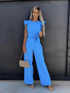 Women’s Wide Leg Jumpsuit in Polyester for Winter Occasion Wear