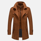 Men’s Wool Blend Winter Overcoat with Zip Insert