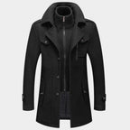 Men’s Wool Blend Winter Overcoat with Zip Insert