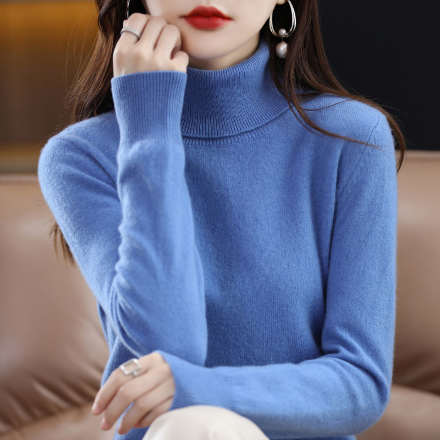 Women’s Merino Wool Turtleneck Jumper for Winter