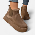 Women’s Suede Ankle Boots with Fleece Lining for Winter Wear